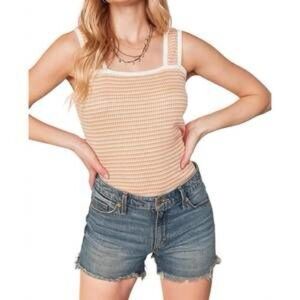 127 PLUS Sugarfox Square Neck Jacquard Textured Tank Top